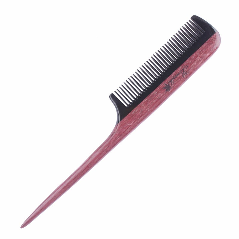 Breezelike Hair Combs - Fine Tooth Wooden Tail Comb - No Static Purpleheart Wood Comb with Black Buffalo Horn Teeth - Image 1